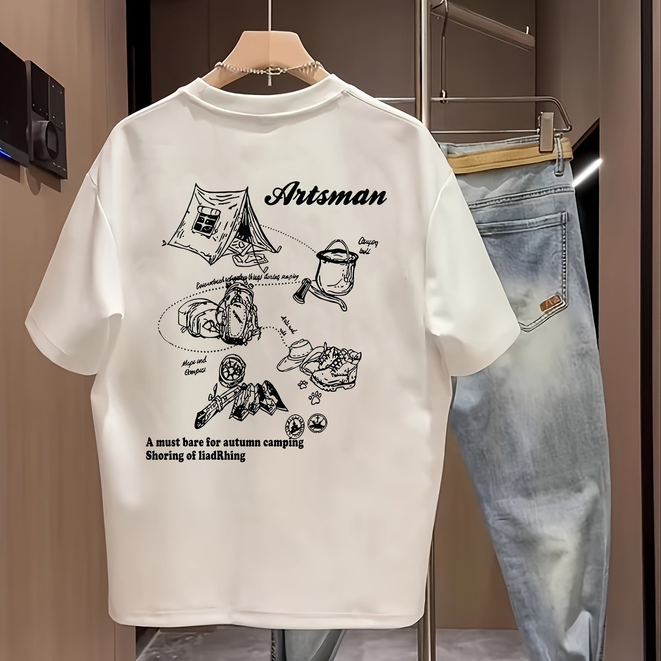 100% Cotton Outdoor Tee – Camping Print, Lightweight & Breathable