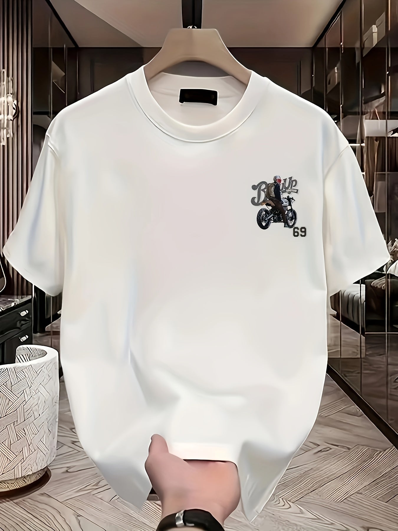 Heavyweight Cotton Graphic T-Shirt – "Be Up" Rider Print, Relaxed Fit