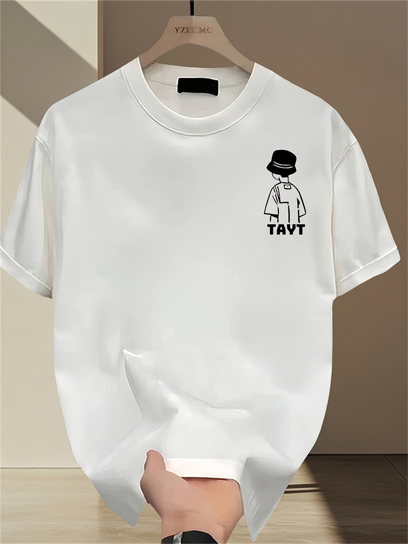 100% Cotton Heavyweight Tee – Korean Style, Geometric Print