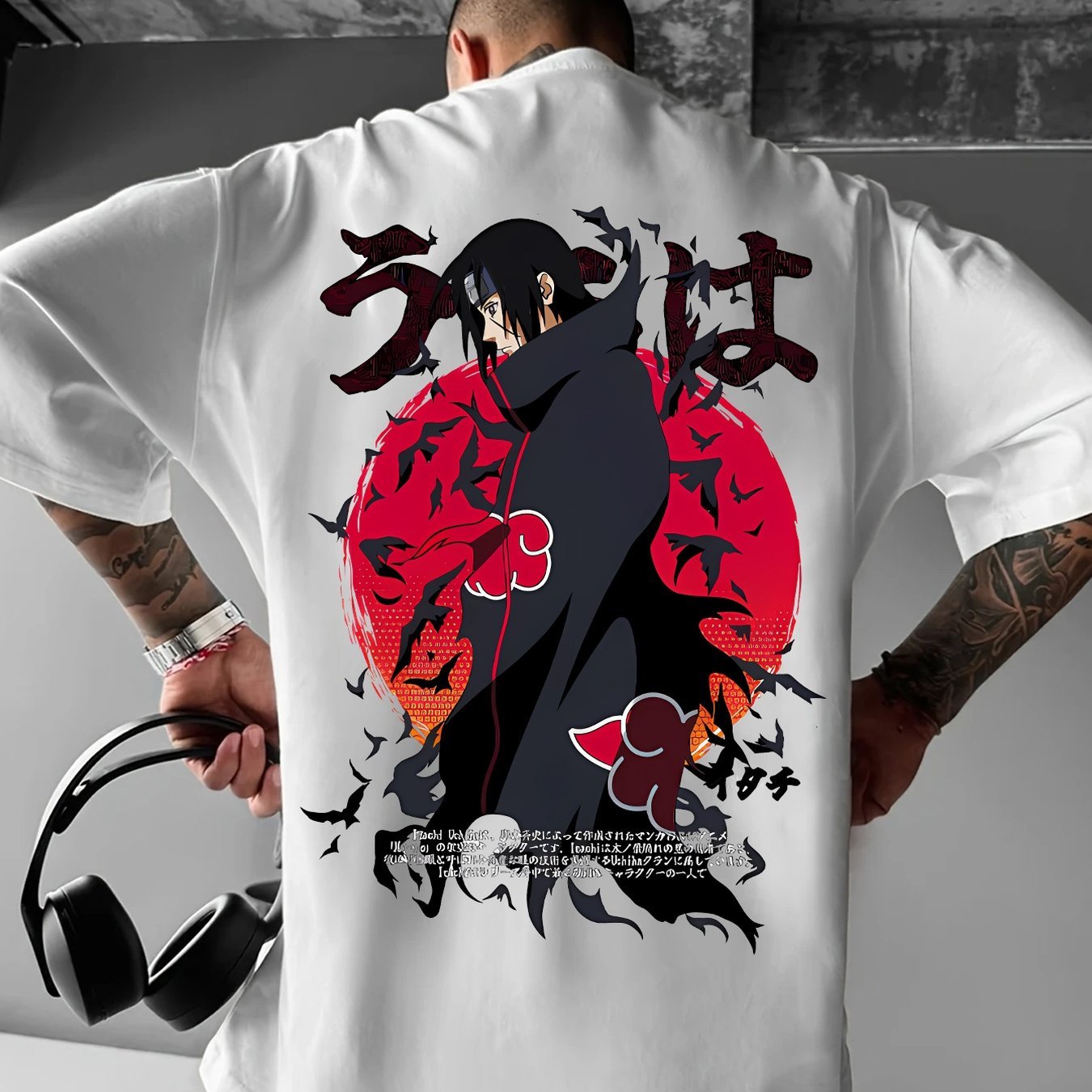 Men’s Anime Graphic T-Shirt – Black & Red Design, Summer Casual