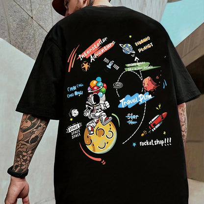 Space Cartoon T-Shirt – Cotton, Loose Fit, Casual Teen Style
