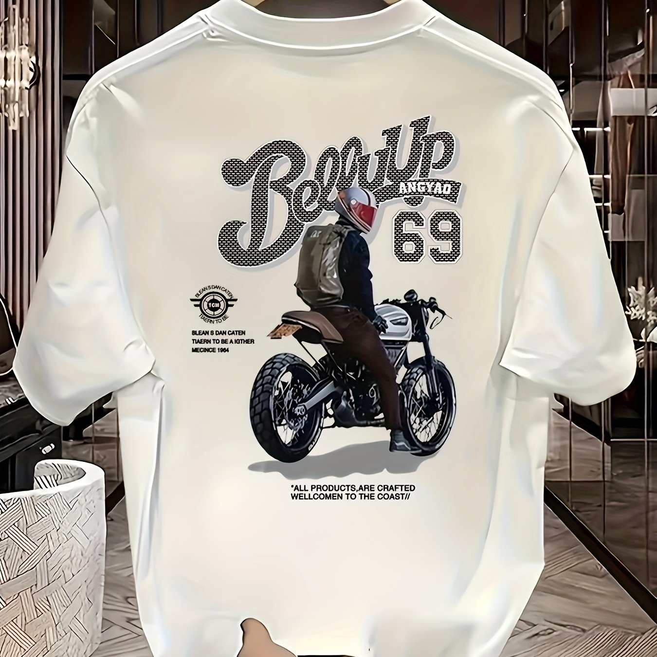 Heavyweight Cotton Graphic T-Shirt – "Be Up" Rider Print, Relaxed Fit