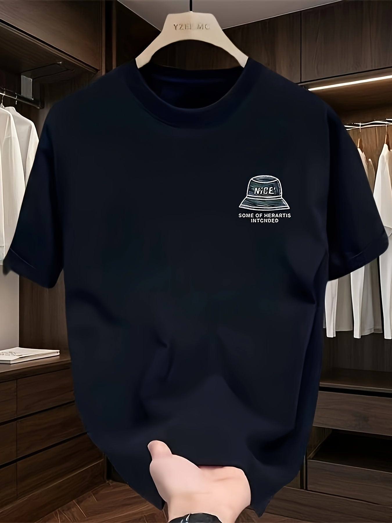 Men's Oversized Cartoon T-Shirt – "NICE" Hat Graphic, Streetwear Style