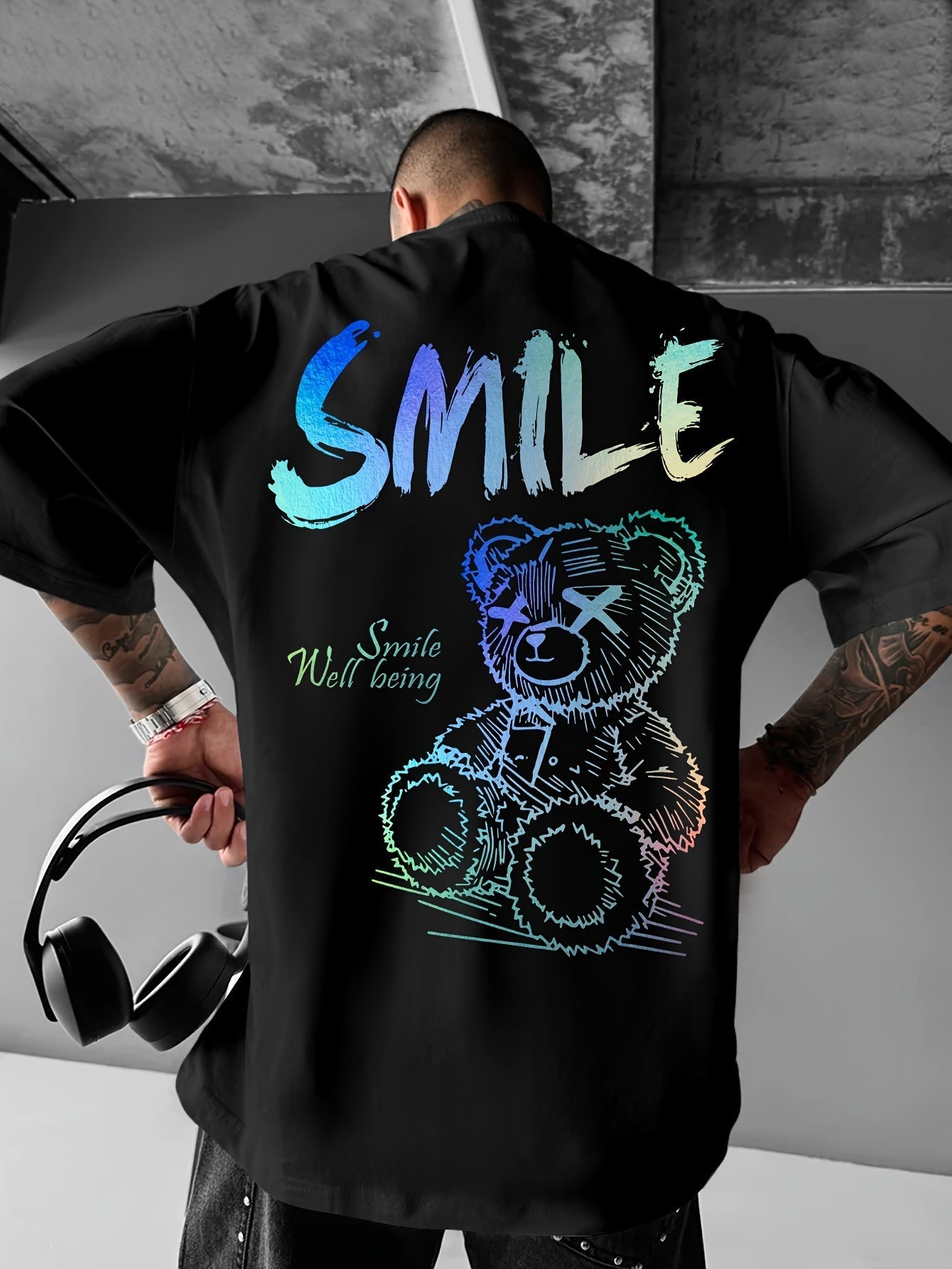 Casual Streetwear Tee – Teddy Bear Print, Lightweight & Breathable