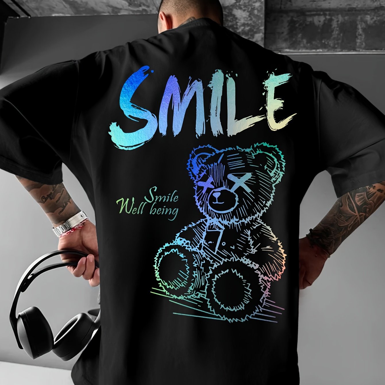 Casual Streetwear Tee – Teddy Bear Print, Lightweight & Breathable