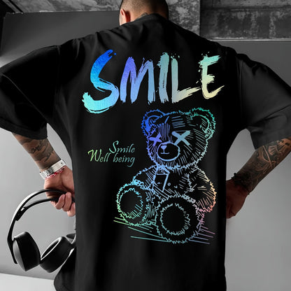 Casual Streetwear Tee – Teddy Bear Print, Lightweight & Breathable