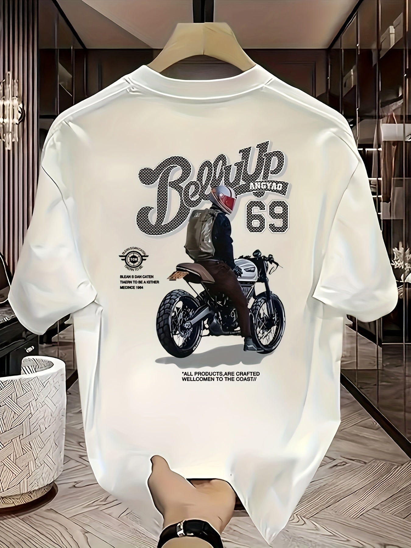 Heavyweight Cotton Graphic T-Shirt – "Be Up" Rider Print, Relaxed Fit