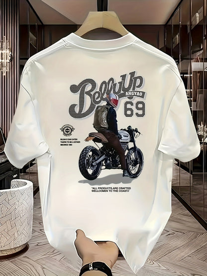 Heavyweight Cotton Graphic T-Shirt – "Be Up" Rider Print, Relaxed Fit