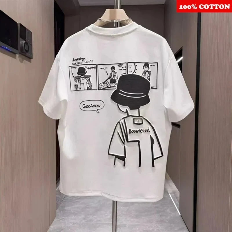 T-shirt Men's Summer 2025 New 100% Cotton Personalized Print T-shirt