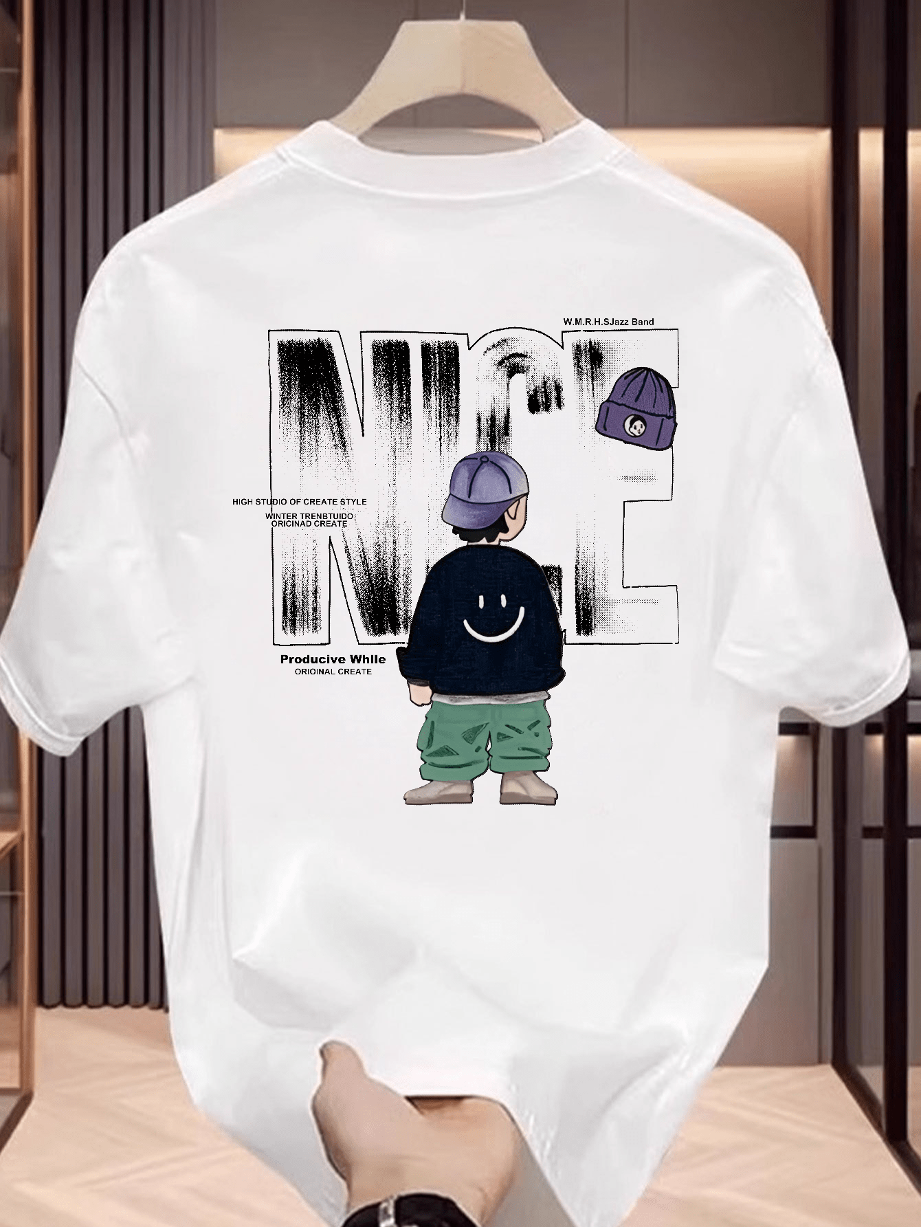 Men's Black Graphic T-Shirt – "NICE" Back Print, Streetwear Style