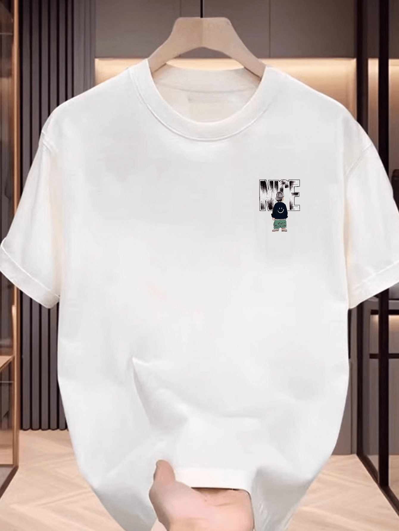 Men's Black Graphic T-Shirt – "NICE" Back Print, Streetwear Style
