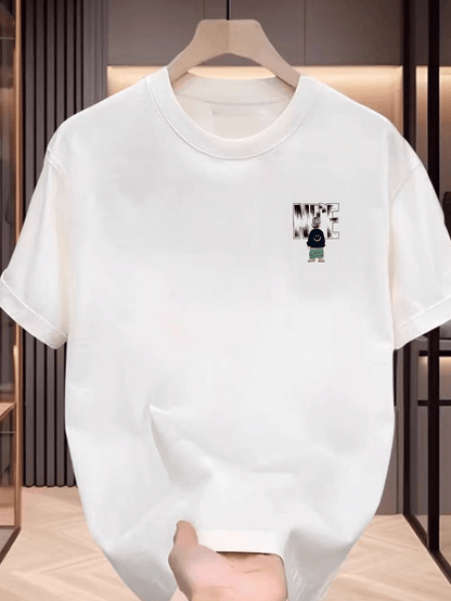 Men's Black Graphic T-Shirt – "NICE" Back Print, Streetwear Style